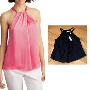 NWT TrinaTurk Rosemary Silk Blend Top, lined, tie back, size XS